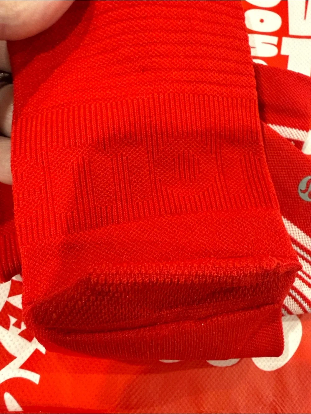 lululemon athletica Red Athletic Crew Socks with Stripes